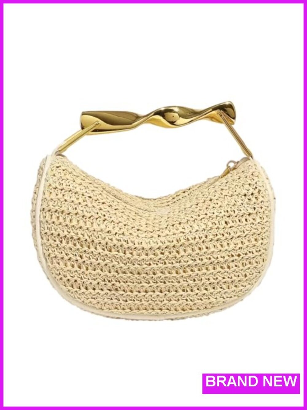 Handwoven Straw Clutch Mini Crossbody Bag Evening Wedding Purse